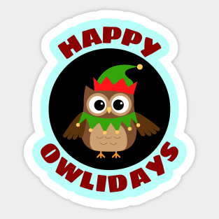 Happy Owlidays | Owl Pun Sticker